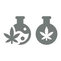 Cannabis Blatt und Prüfung Tube oder Labor Glaswaren. medizinisch Marihuana Vektor Symbol.