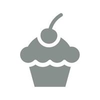 Cupcake mit Kirsche auf oben Vektor Symbol. Tasse Kuchen oder Muffin einfach Symbol.