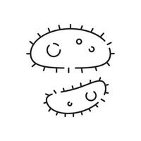 Bakterien, probiotisch und Virus Linie Symbol. Mikrobe, Keim, Zelle, Kaviar, Petri Gericht, immun System, medizinisch Tabletten oder Labor Flasche und mehr. vektor