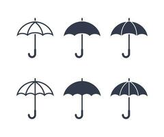 Regenschirm Symbol Satz. Sonnenschirm Symbol. Wetter unterzeichnen. Vektor Regenschirm Sammlung