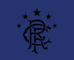 glasgow rangers symbol klubb logotyp svart skottland liga fotboll abstrakt design vektor illustration med blå bakgrund