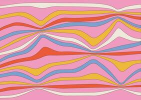 enkel trippy horisontell bakgrund med vågig rader mönster. abstrakt häftig bakgrund i retro hippie 60-70-tal stil. Häftigt skraj krusning Ränder design. kontur vektor bakgrund.