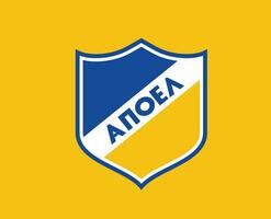 apoel nikosia klubb logotyp symbol cypern liga fotboll abstrakt design vektor illustration med gul bakgrund