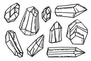 uppsättning av packa handdrag hand kristaller klotter ClipArt element. för planerare, tidning. hand dragen design. söt vektor illustration design.
