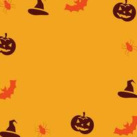 Halloween Feier Hintergrund mit Silhouette Karikatur Symbole und kostenlos Kopieren Raum Bereich. Vektor zum Banner, Gruß Karte, Poster, Netz, Sozial Medien.