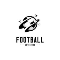 Vektor Fußball Ball im das gestalten von ein klingelte Planet, Planet Fußball Logo