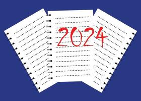 ny år 2024, ny år upplösning 2024 mål lista anteckningsbok. vektor