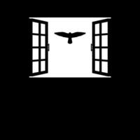 Silhouette von das fliegend Vogel von Beute, Falke oder Falke auf das Fenster. Vektor Illustration