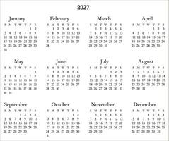 kostenlos 2027 Kalender Vektor Design