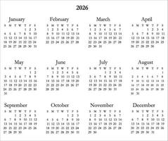 kostenlos 2026 Kalender Vektor Design