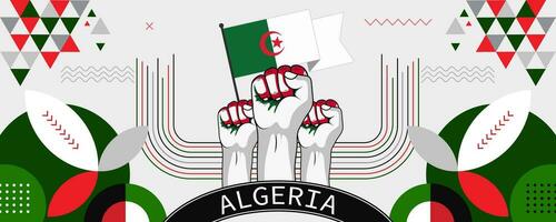 Algerien National oder Unabhängigkeit Tag Banner abstrakt Feier geometrisch Dekoration Design Grafik Kunst Netz Hintergrund, Flagge Vektor Illustration