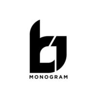 monogram versaler b en 1 första vektor svart logo design