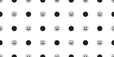 Smiley Gesicht nahtlos Muster Vektor Emoji Symbol Halloween Schädel Geist Schal isoliert Polka Punkt wiederholen Hintergrund Fliese Hintergrund Karikatur Illustration Gekritzel Design