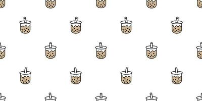 Boba Tee nahtlos Muster Vektor Blase Milch Tee Schal isoliert wiederholen Hintergrund Fliese Hintergrund Illustration Gekritzel Design