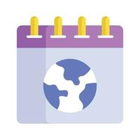 Welt Globus mit Kalender zeigen Symbol von Erde Tag im modisch Stil vektor