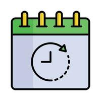 Uhr mit Kalender, Konzept Vektor von Frist im modern Stil