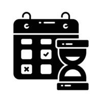 timglas med planerare som visar begrepp vektor av projekt deadline, tid och datum ikon