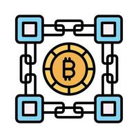 Bitcoin Blockchain Vektor Design isoliert auf Weiß Hintergrund