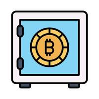 modisch Symbol von Bitcoin sicher, Krypto Gewölbe Vektor Design