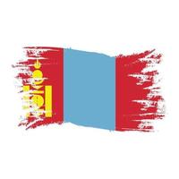 Mongoliets flagga med akvarellborste stil design vektorillustration vektor