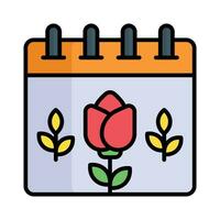 Blume auf Kalender bezeichnet Konzept Vektor von Frühling Kalender im editierbar Stil