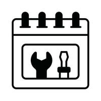 Schlüssel und Schraubendreher auf Kalender, Konzept Symbol von Bedienung Zeitplan vektor
