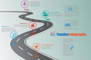 Business Roadmap Timeline Infografik Vorlage mit Straßenschild vektor