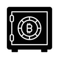 modisch Symbol von Bitcoin sicher, Krypto Gewölbe Vektor Design