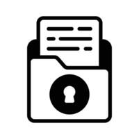 sichern geheim Datei Ordner, mit Papier Unterlagen Sicherheit Vektor Symbol