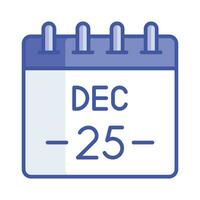 jul datum på kalender, jul kalender vektor design