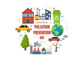 National Verschmutzung Verhütung Tag Vektor Illustration auf 2 Dezember zum Bewusstsein Kampagne Fabrik, Wald oder Fahrzeug Probleme im Karikatur Hintergrund