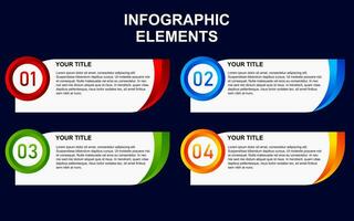 Infografik Element Design mit 4 bunt Schritte zum Präsentation und Geschäft. Infografik Planung Design zum Präsentationen. vektor