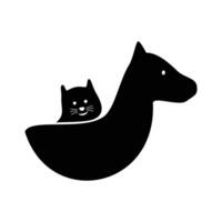 Katzen- und Hundesilhouette-Logo-Design. Symbol, Zeichen und Symbol für Kätzchen und Welpen. vektor