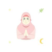 eben Illustration von Muslima, eid Mubarak isoliert auf ein Weiß Hintergrund vektor