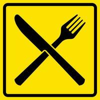 Essen Gericht Zeichen, Aufkleber mit Gelb Hintergrund, zum drucken, Parzelle, schneiden. vektor