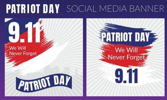 patriot dag 9.11 minnesillustration med usa flagga, text 911 vektor