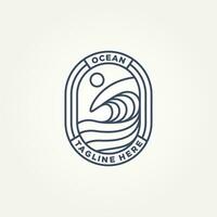 Ozean Meer Welle minimalistisch Abzeichen Linie Kunst Logo Vorlage Vektor Illustration Design