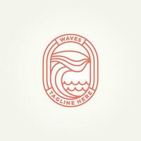 Meer Welle minimalistisch Abzeichen Linie Kunst Logo Vorlage Vektor Illustration Design