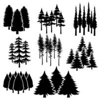 Wald Symbol Vektor Satz. Holz Illustration Zeichen Sammlung. Kiefer Baum Symbol. Weihnachten Baum Logo.