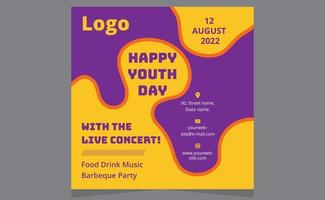 Happy Youth Day moderne Party Social Media Storys Designvorlagen. vektor