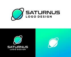 einfach geometrisch Saturn Planet Logo Design. vektor