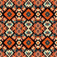 ethnisch abstrakt Ikat Muster. nahtlos Muster im Stammes-, Volk Stickerei, Mexikaner Stil. aztekisch geometrisch Kunst Ornament Druckdesign zum Teppich, Hintergrund, Kleidung, Verpackung, Stoff, Abdeckung, Textil- vektor