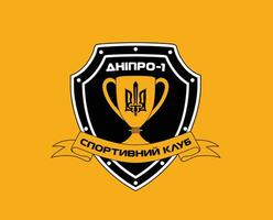 dnipro klubb logotyp symbol ukraina liga fotboll abstrakt design vektor illustration med gul bakgrund