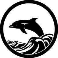 Delfin - - schwarz und Weiß isoliert Symbol - - Vektor Illustration