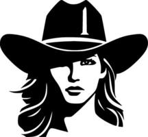 Cowgirl - - schwarz und Weiß isoliert Symbol - - Vektor Illustration