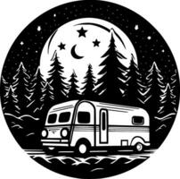 camping, minimalistisk och enkel silhuett - vektor illustration