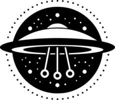 UFO - svart och vit isolerat ikon - vektor illustration
