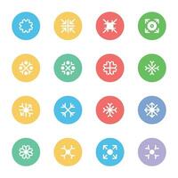 Schneeflocke Designs eben runden Symbole vektor