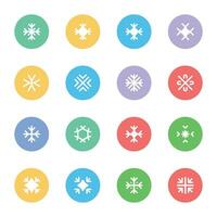snöflinga mönster platt runda ikoner vektor