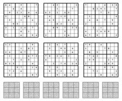 sudoku spel uppsättning med svar medium svårighet. vektor